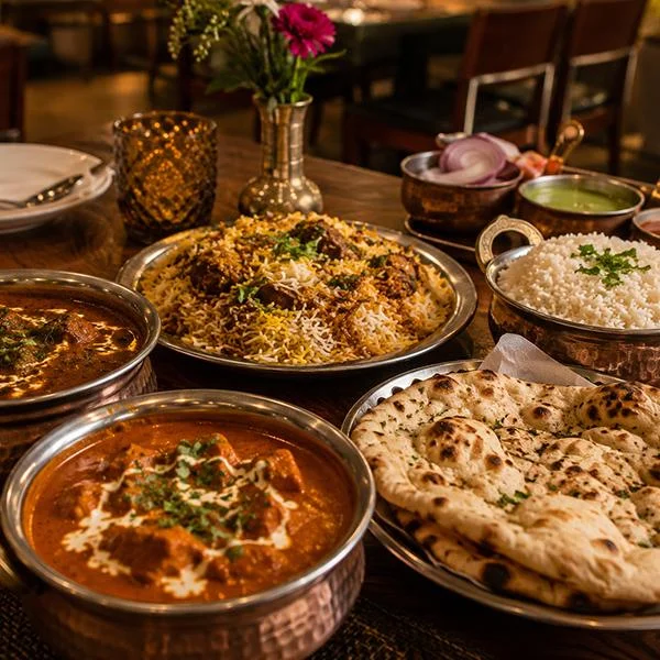 Indian curry served with naan