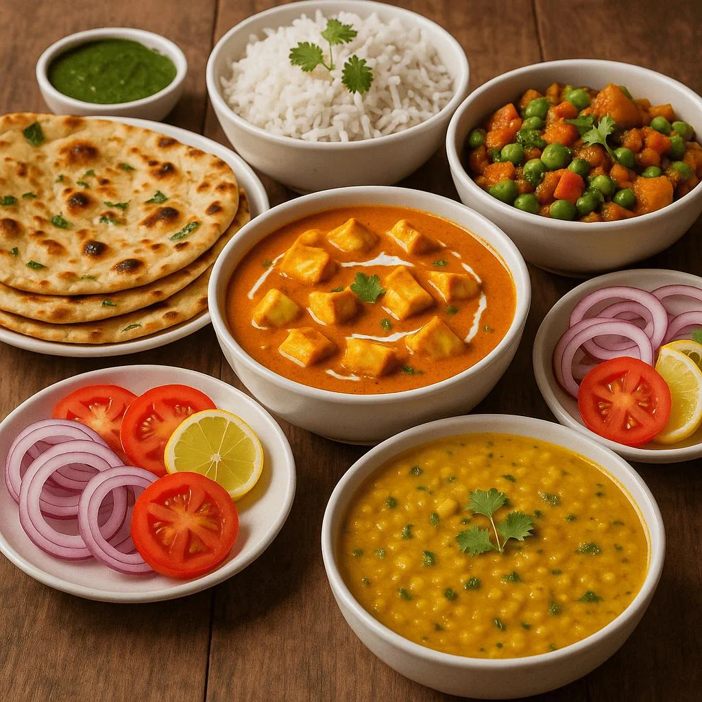 Indian vegetarian curry and naan